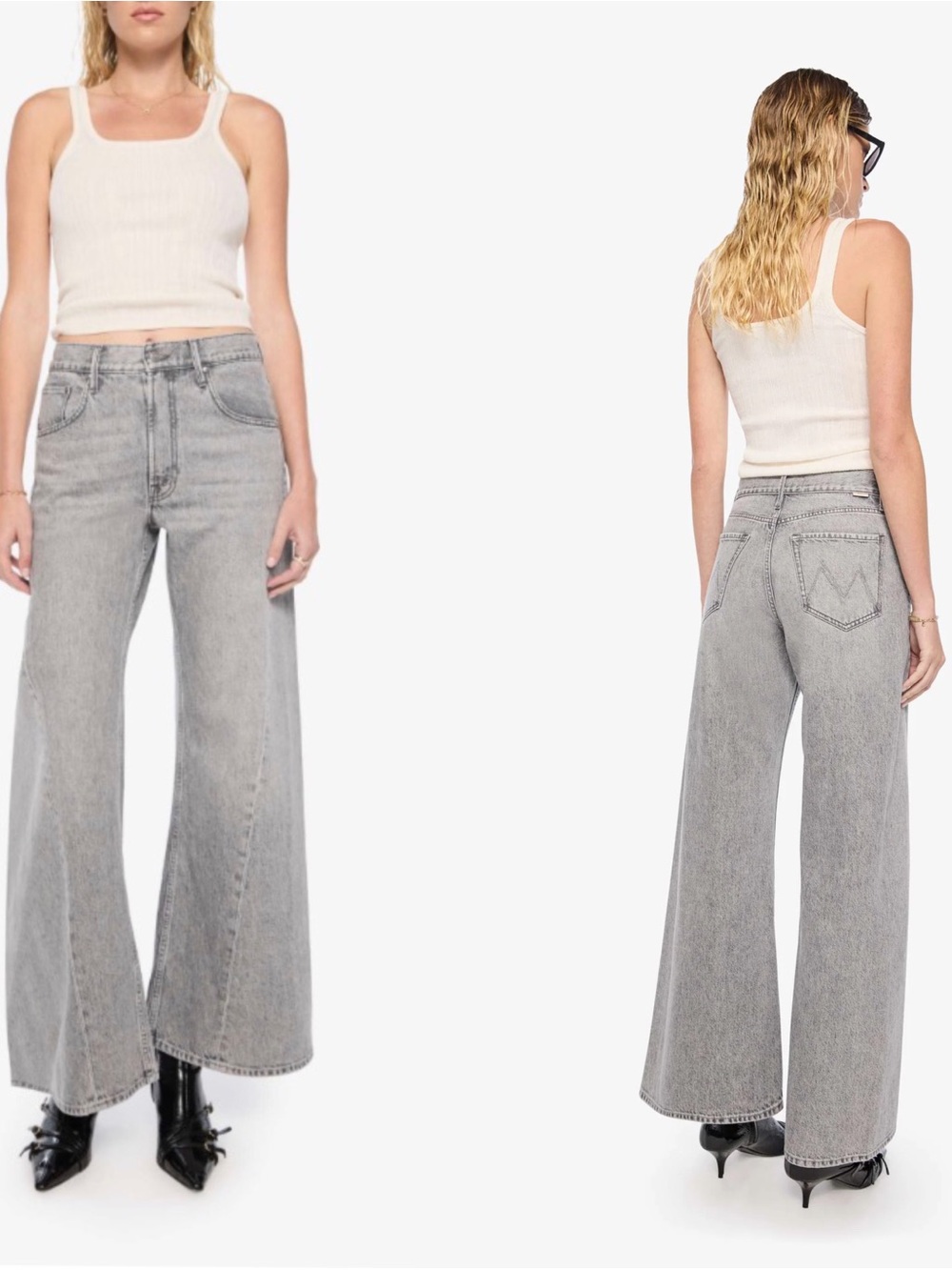 MOTHER SNACKS The Lemon Twist Sneak Wash: Rocky Road Grey Denim Jeans